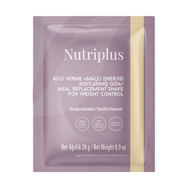 NUTRIPLUS შეიკი ვანილის არომატით, საშეტი 26 გრ.